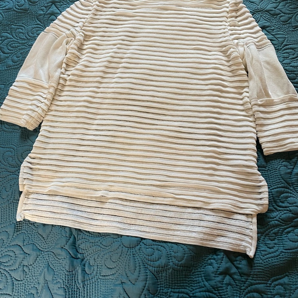 St. John Cream and Black Striped Top